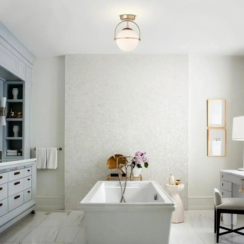 Vestra | Scandinavian Milk Glass Semi-Flush Ceiling Light