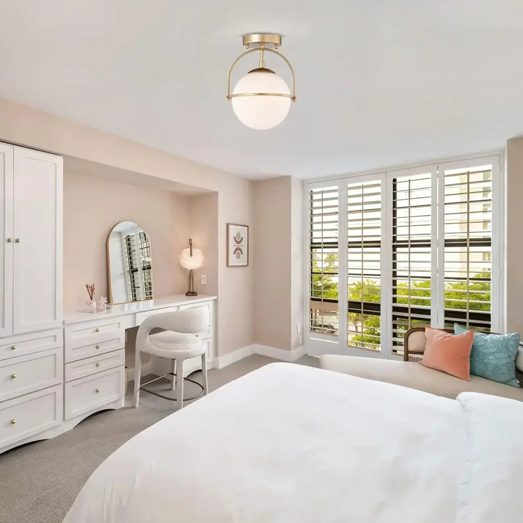 Vestra | Scandinavian Milk Glass Semi-Flush Ceiling Light