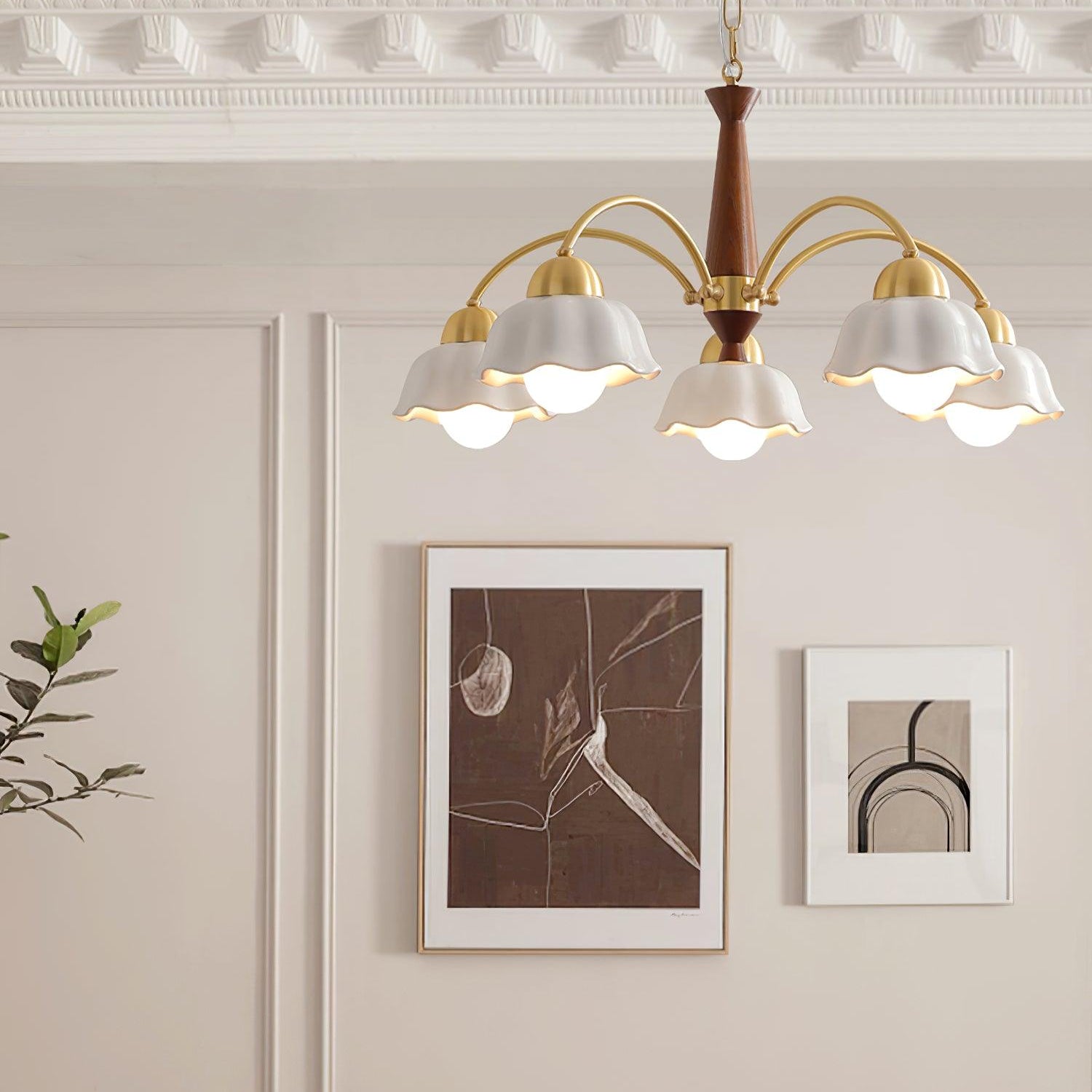 Ardena Copper Ceramic Chandelier In Mid-Century Style