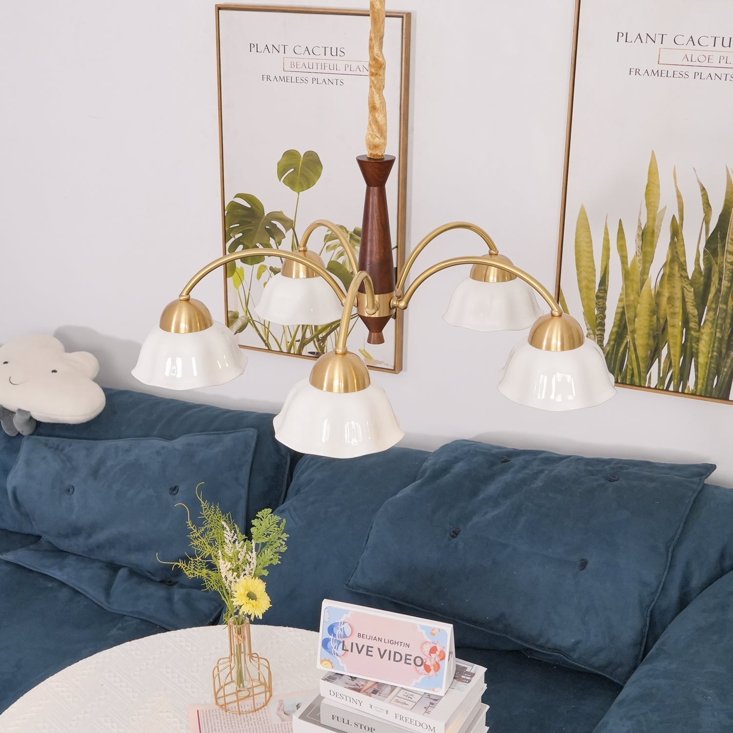 Ardena Copper Ceramic Chandelier In Mid-Century Style