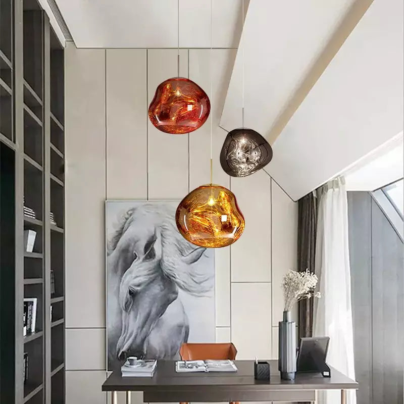 Alvara Elegant Melted Glass Pendant Lamp For Interiors